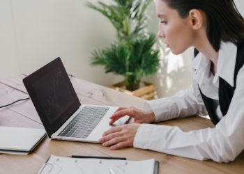 Photo by Mikhail Nilov from Pexels: https://www.pexels.com/photo/a-woman-looking-at-a-chart-on-the-laptop-screen-7677898/