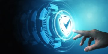 Protection network security computer and safe your data concept. Digital crime by an anonymous hacker