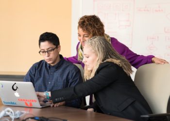 Photo by Christina Morillo: https://www.pexels.com/photo/closeup-photo-of-three-person-looking-at-macbook-air-1181376/
