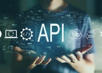 API - application programming interface concept with young man in the night