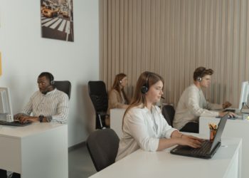 Photo by Tima Miroshnichenko: https://www.pexels.com/photo/four-people-working-in-call-center-office-5453909/