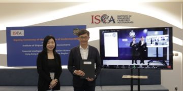 (From left) Fann Kor, ISCA CEO; Teo Ser Luck, ISCA president; and, representatives from the FIIB of the Hong Kong Police Force – Lam Man Han, chief superintendent of police, and Philip Lui, senior superintendent of police.
