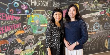 (L-R) Cally Chan, general manager of Microsoft Hong Kong and Macau and Maria Hui, chief operating officer at Microsoft Hong Kong