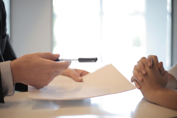 Photo by Andrea Piacquadio: https://www.pexels.com/photo/crop-businessman-giving-contract-to-woman-to-sign-3760067/