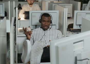 Photo by Tima Miroshnichenko from Pexels: https://www.pexels.com/photo/man-wearing-headphones-while-working-in-call-center-office-5453848/