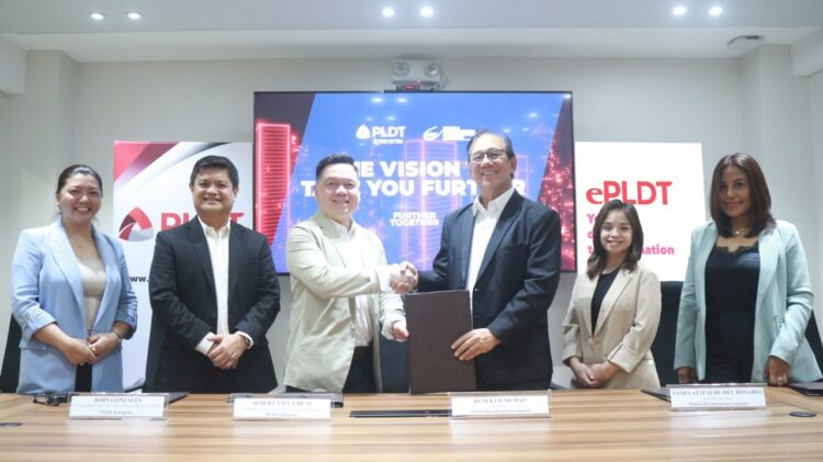 Manila Broadcasting Company strengthened its partnership with PLDT Enterprise with a new deal that would enhance the radio network’s business efficiency and network security, utilizing the cloud-based Google Workspace powered by ePLDT. Present during the contract signing are (from left) Jackie Ang-Santos, PLDT Enterprise CRM Head of IT and Platforms; John Gonzalez, ePLDT Chief Commercial Officer; Albert Villa-Real, PLDT Global President and CEO and PLDT Enterprise Revenue Group Head; Ruperto Nicdao, Manila Broadcasting Company President; Sasha Elizalde-Del Rosario, Manila Broadcasting Company AVP of Digital Media; and Atty. Rhina Seco, Manila Broadcasting Company Legal Counsel.